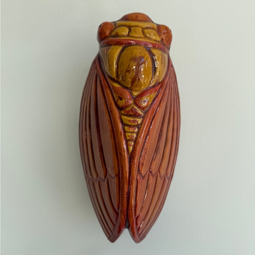 Handmade ceramic cicadas wall pocket vase
